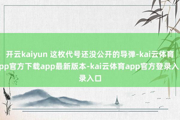 开云kaiyun 这枚代号还没公开的导弹-kai云体育app官方下载app最新版本-kai云体育app官方登录入口